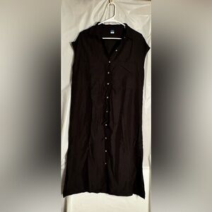 Old Navy Black Linen Blend Button-Up Dress
